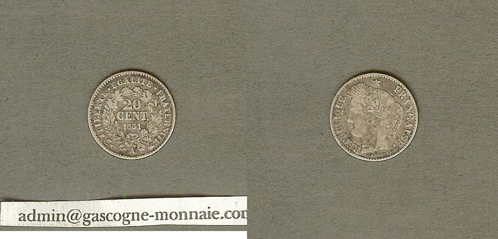 20 centimes Ceres 1851A aVF